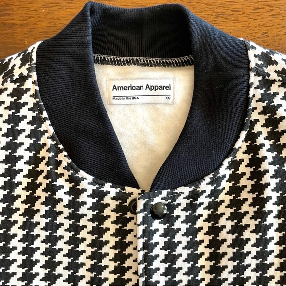 American Apparel Houndstooth Jersey Knit Bomber Jacket Size Unisex Mens XS - Picture 6 of 7